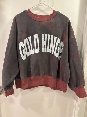 Gold Hinge Relaxed Crewneck Sweatshirt - Charcoal with Rust Trim